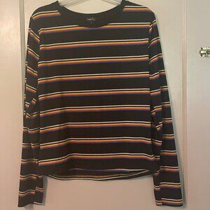 Rue21: Long Sleeve Black with Bright Stripes Top